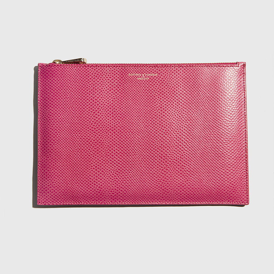 ASPINAL-Wallets and Purses Essential Pouch Large Lizard Raspberry