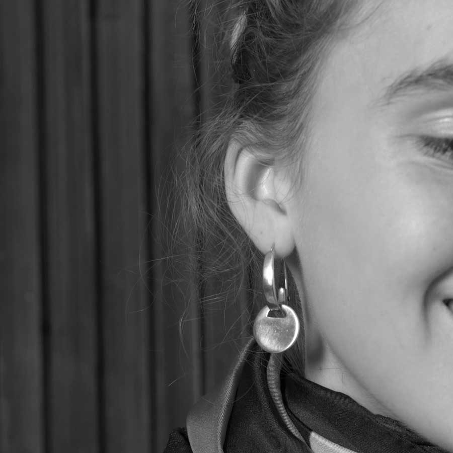 Juliette Polac Moon and Sun Earrings on model
