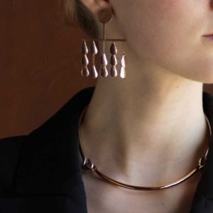 Sophia Kokosalaki Syrinx I and Perseids Earrings Necklace on model