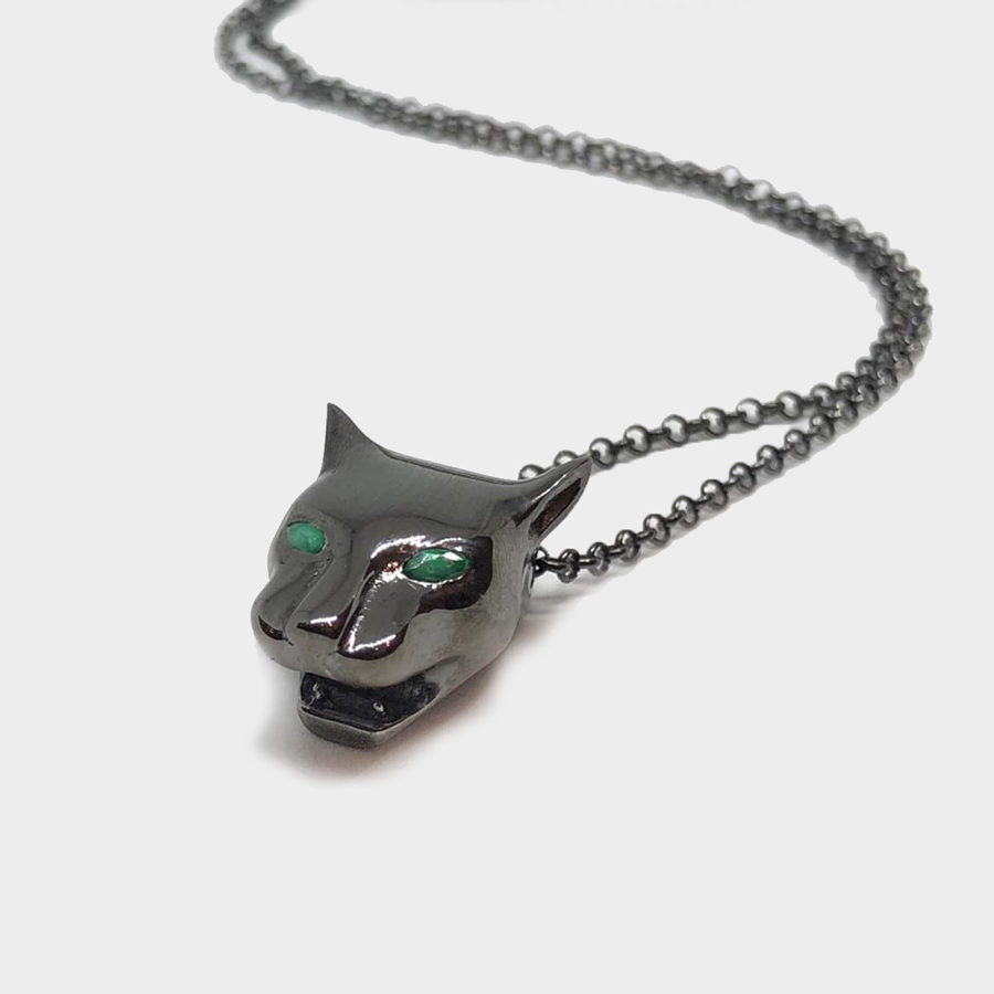 Marina Vernicos Black Panther Necklace with Emerald