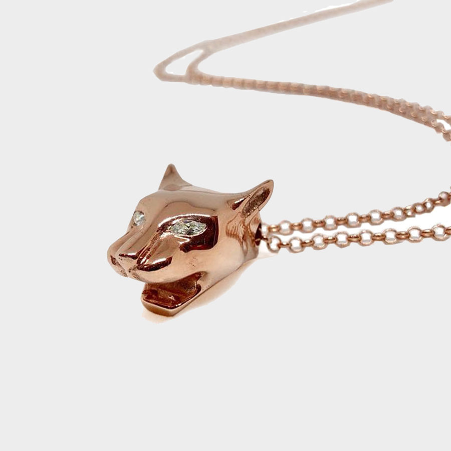 Marina Vernicos Rose Gold Plated Panther Necklace with White Topaz