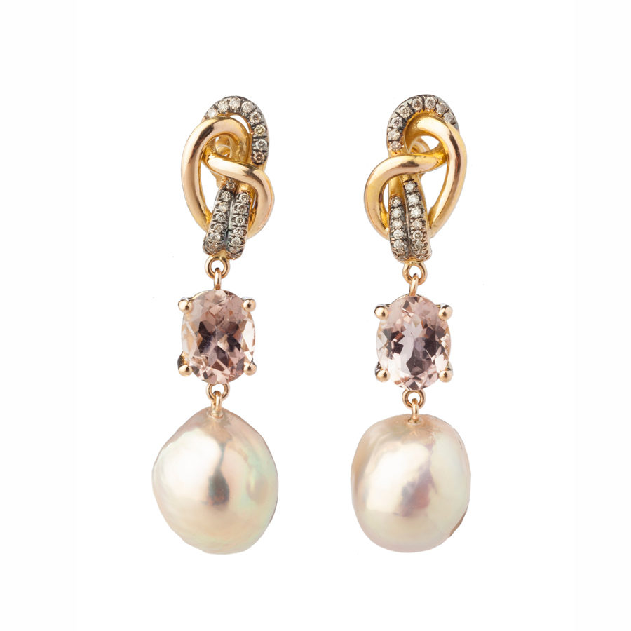 Dolly Boucoyannis Pearl Diamonds Tourmaline Earrings DBE107