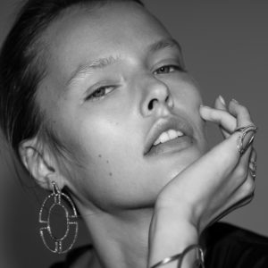 Polina Ellis Byzantium Gold Earrings on model