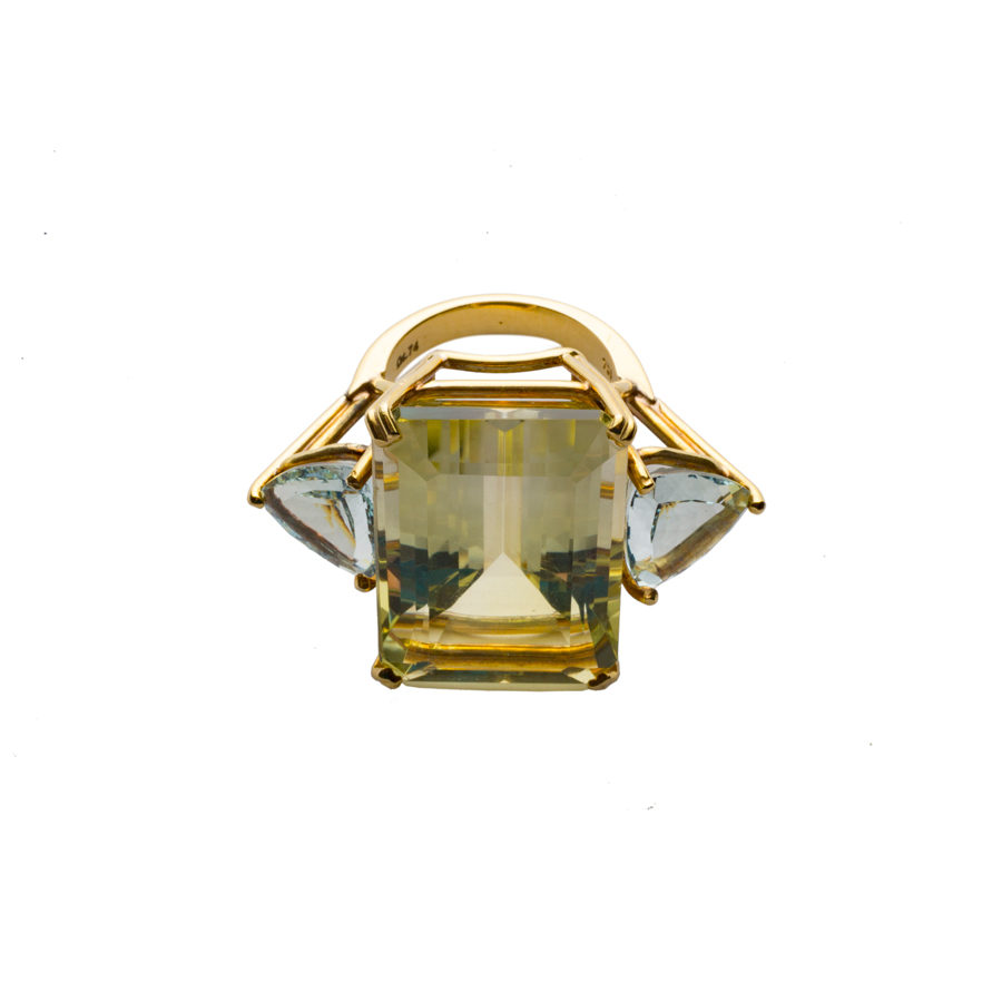 Three Semi-Precious Stones Gold Ring DBR45
