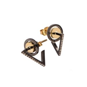 Anileve Yellow Gold and Rhodium Plated Earrings