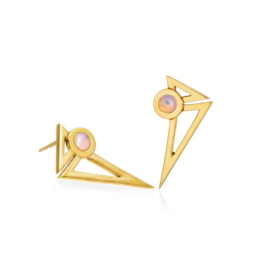 Anileve Yellow Gold Plated and Opal Earrings