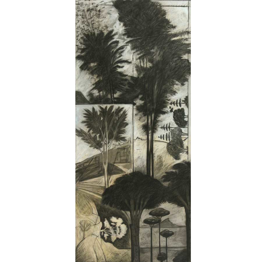 Markos Kampanis. Δ7. Trees, Renaissance. Acrylic, charcoal and pastel on paper and wood, 90x40