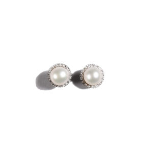 Orofasma Pearl and Diamonds Studs Earrings