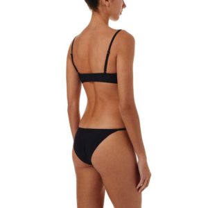 Melissa Odabash St. Tropez Black Ribbed Over the Shoulder Popper Crop Bikini