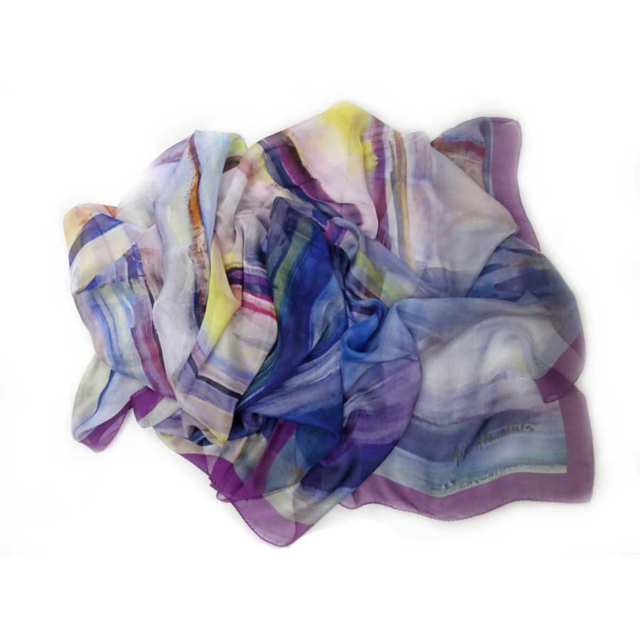 The Art & Fashion Project Purple Abstract Muslin Scarf TAFP1.MUSLIN