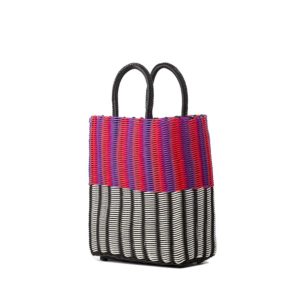 TRUSSNYC Small Tubeweave Tote in Half Blk-White and Pink Orange Purple