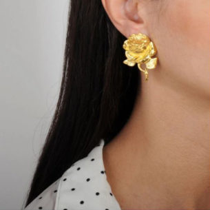 Katerina Psoma Flower and Bee Metal Clip Earrings SS19EBEE