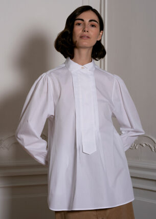 White Shirt With Pleated Front