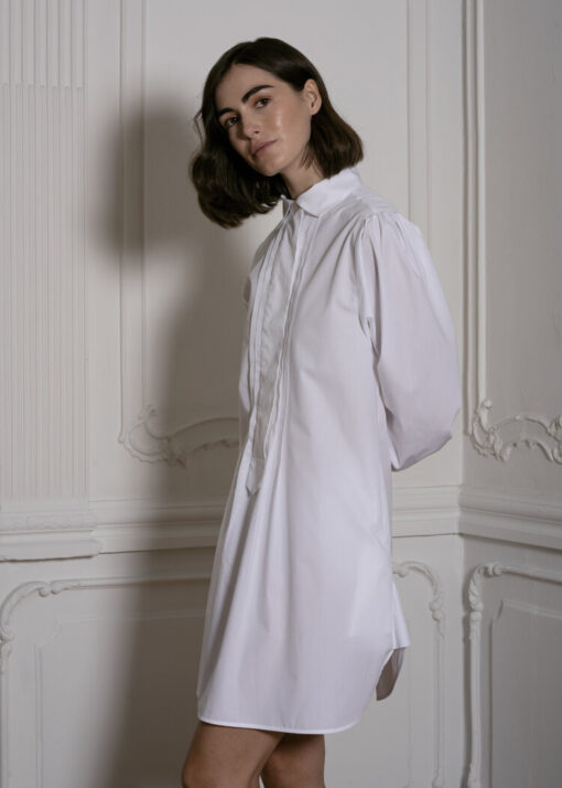 Shirt Dress with Pleated Front