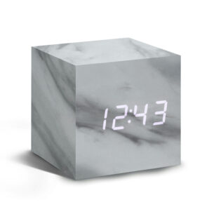 GINGKO GK08W5 Wooden Cube Click Clock marble/white led