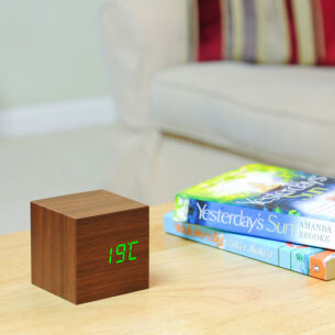 Wooden Cube Click Clock walnut