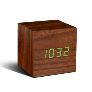 Wooden Cube Click Clock walnut