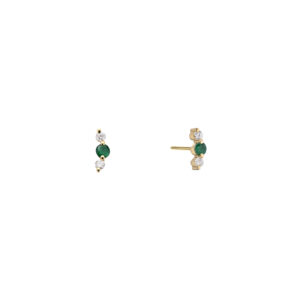 Stud Earrings with Emeralds & Diamonds