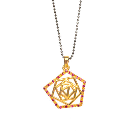 Rose Necklace Charm with Cubic Zirconia