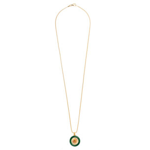 Wheel Charm Necklace with Green Enamel