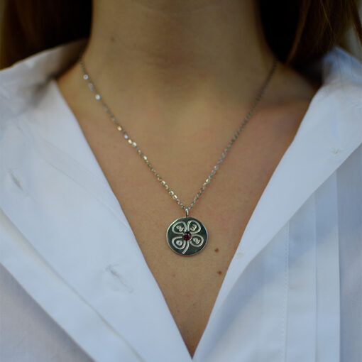 Clover Charm Necklace with Tourmaline or Grenade